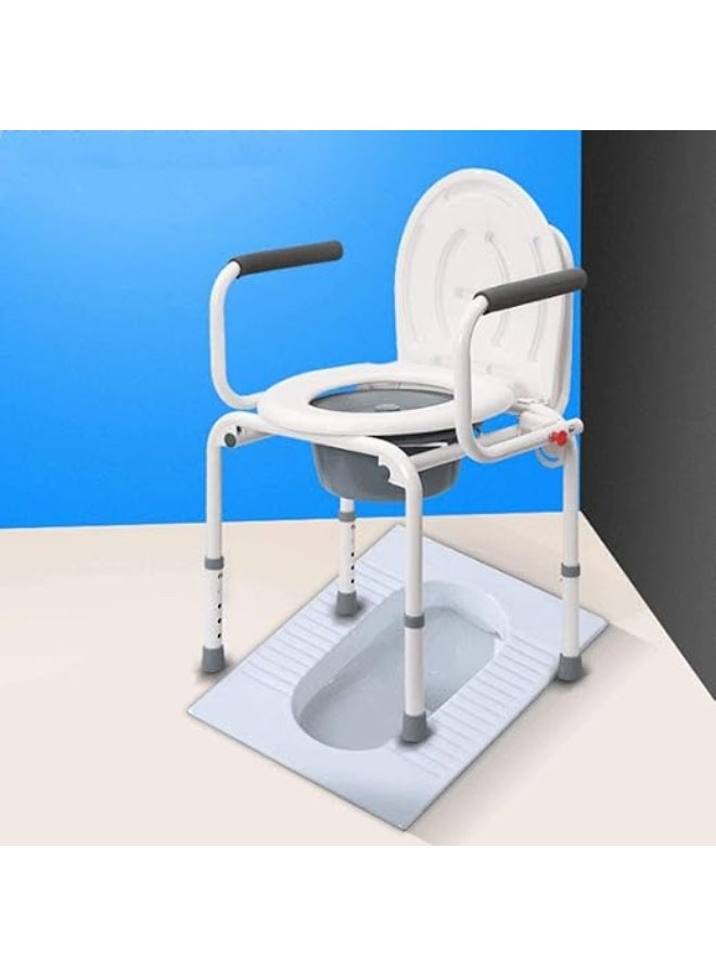 كرسي مرحاض(كرسي حمام) منزلي لكبار السن من الستانلس ستيل للنساء الحوامل وذوي الاحتياجات الخاصة، وعاء مرحاض مضاد للانزلاق - Image 3